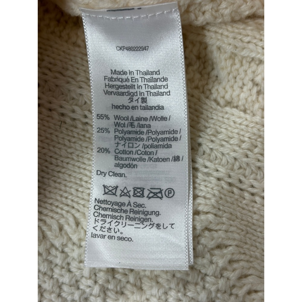 Madewell Wool Blend Cable Knit Cropped Cardigan Sweater Cream XS N0010 - Picture 7 of 11